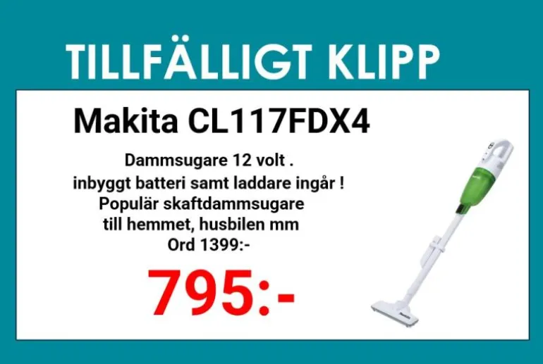 Makita CL117FDX4 Dammsugare, laddbar