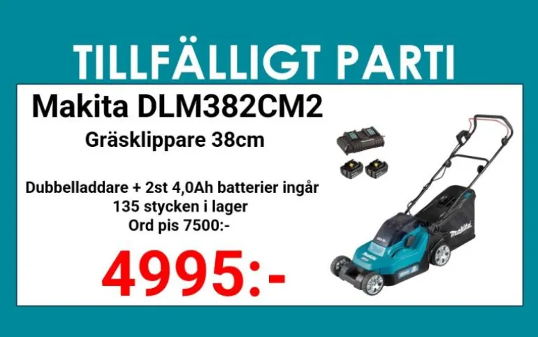 Makita DLM382CM2 Gräsklippare 2x18V 4,0Ah, komplett