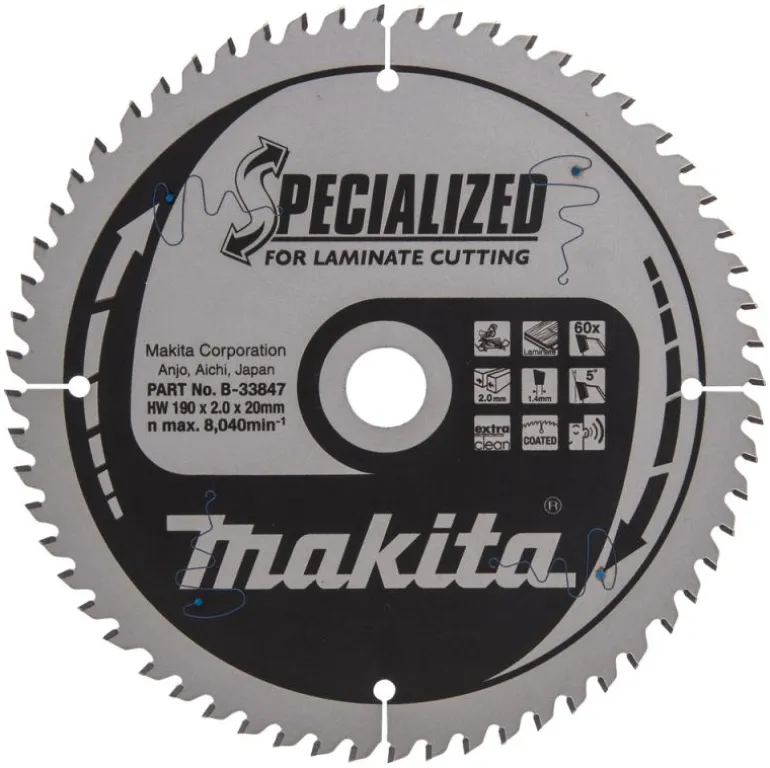Sågklinga Laminat 190x20x2,0 60T Specialized